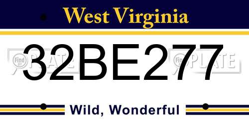 32BE277 West Virginia License Plate