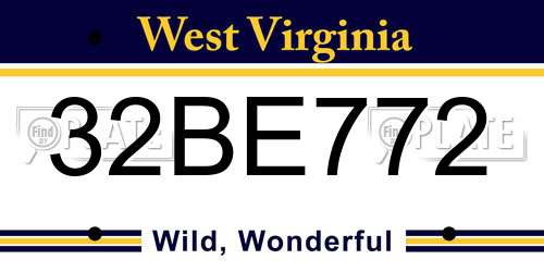 32BE772 West Virginia License Plate
