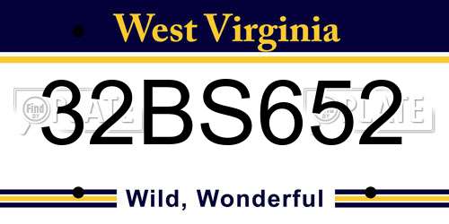 32BS652 West Virginia License Plate