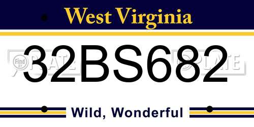 32BS682 West Virginia License Plate