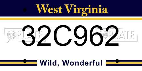 32C962 West Virginia License Plate