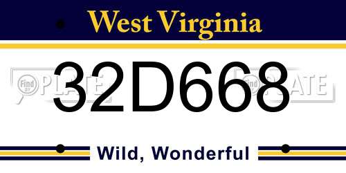 32D668 West Virginia License Plate