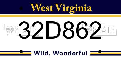 32D862 West Virginia License Plate