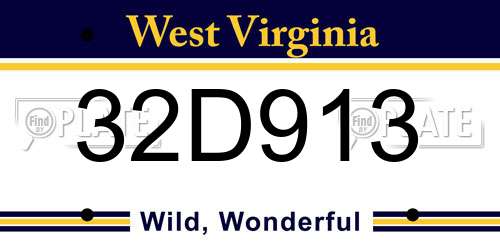 32D913 West Virginia License Plate