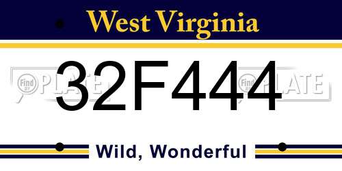 32F444 West Virginia License Plate