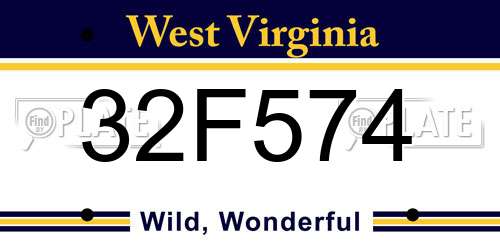 32F574 West Virginia License Plate