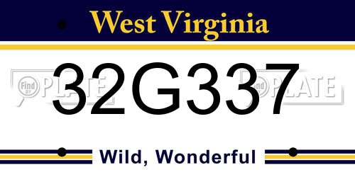 32G337 West Virginia License Plate