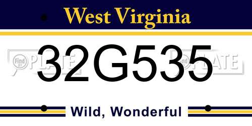 32G535 West Virginia License Plate