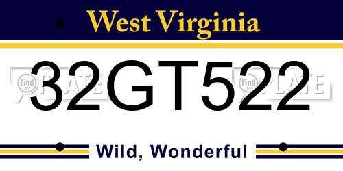 32GT522 West Virginia License Plate