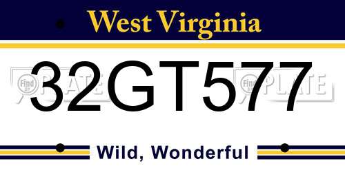 32GT577 West Virginia License Plate