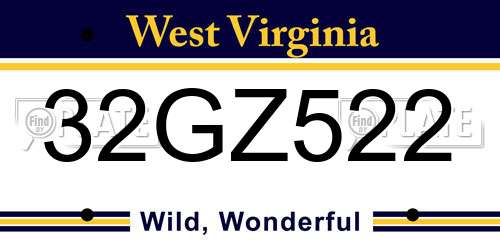 32GZ522 West Virginia License Plate