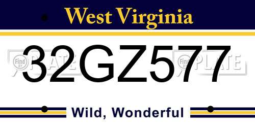 32GZ577 West Virginia License Plate