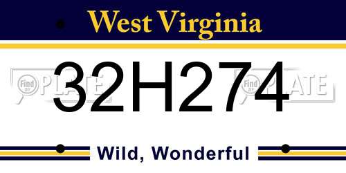 32H274 West Virginia License Plate