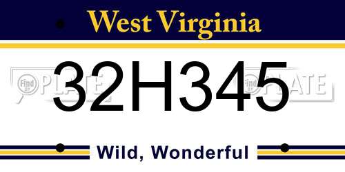 32H345 West Virginia License Plate