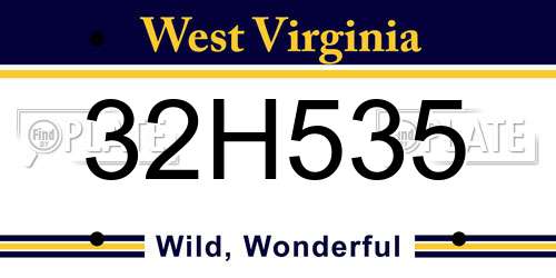 32H535 West Virginia License Plate