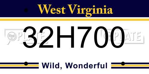 32H700 West Virginia License Plate