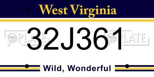 32J361 West Virginia License Plate