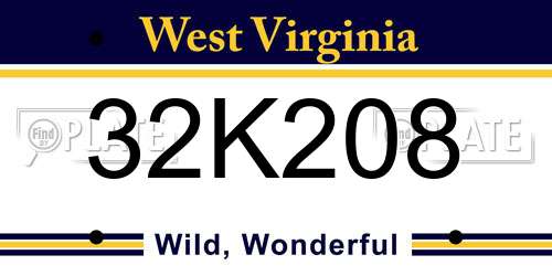 32K208 West Virginia License Plate
