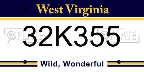 32K355 West Virginia License Plate