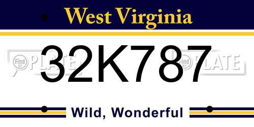 32K787 West Virginia License Plate