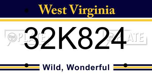 32K824 West Virginia License Plate