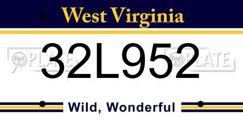 32L952 West Virginia License Plate