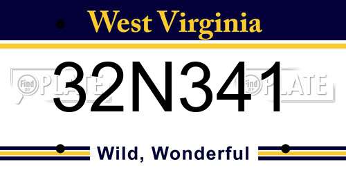 32N341 West Virginia License Plate