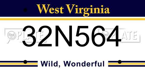 32N564 West Virginia License Plate