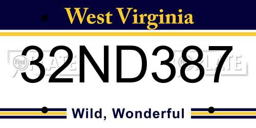 32ND387 West Virginia License Plate
