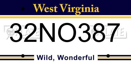 32NO387 West Virginia License Plate