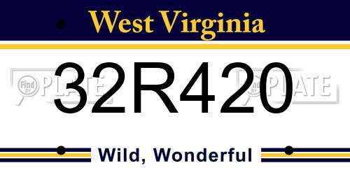 32R420 West Virginia License Plate