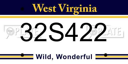 32S422 West Virginia License Plate