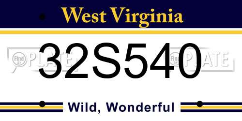 32S540 West Virginia License Plate
