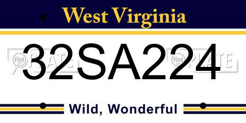 32SA224 West Virginia License Plate