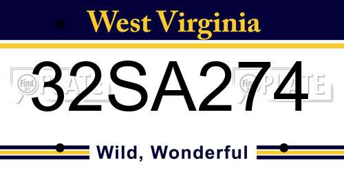 32SA274 West Virginia License Plate