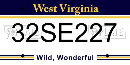 32SE227 West Virginia License Plate