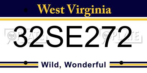 32SE272 West Virginia License Plate