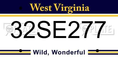 32SE277 West Virginia License Plate