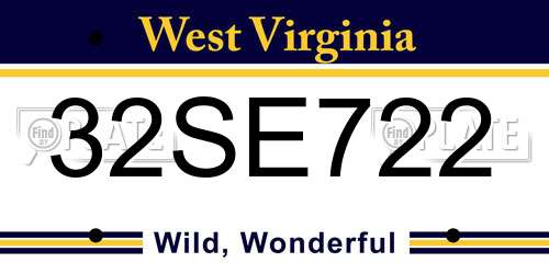 32SE722 West Virginia License Plate