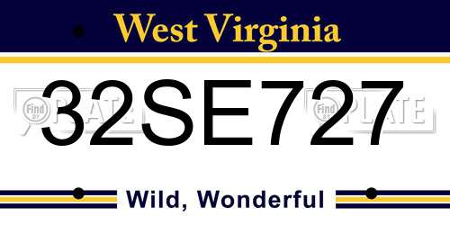 32SE727 West Virginia License Plate