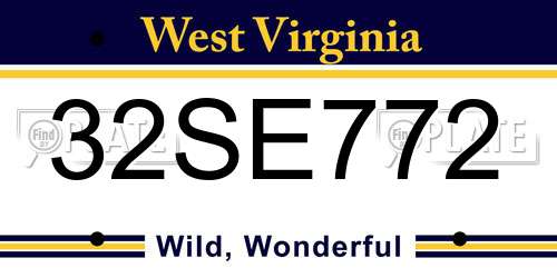 32SE772 West Virginia License Plate