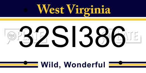 32SI386 West Virginia License Plate
