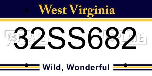 32SS682 West Virginia License Plate