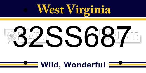 32SS687 West Virginia License Plate