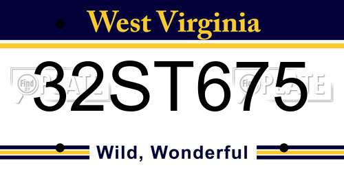 32ST675 West Virginia License Plate