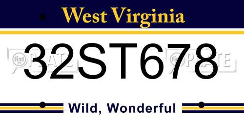 32ST678 West Virginia License Plate
