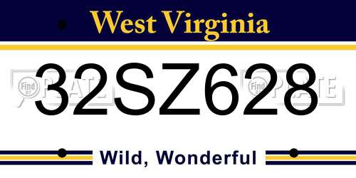 32SZ628 West Virginia License Plate