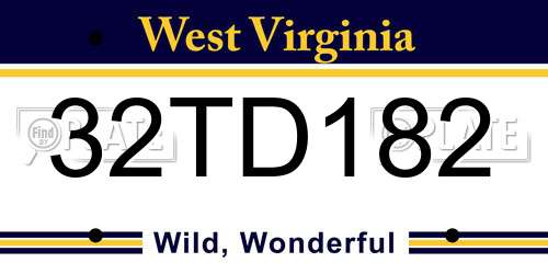 32TD182 West Virginia License Plate