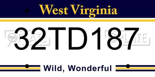 32TD187 West Virginia License Plate