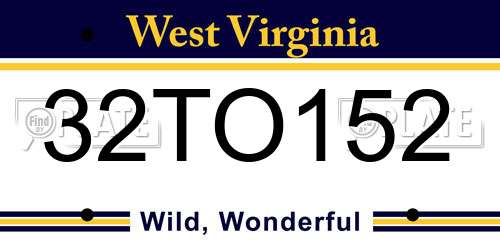 32TO152 West Virginia License Plate